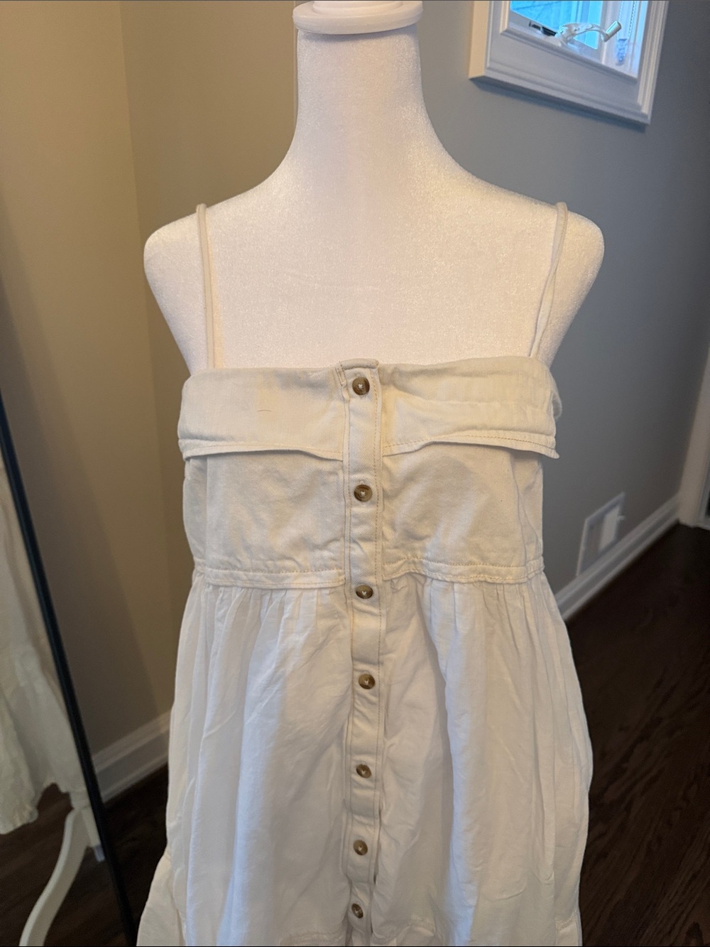 Pilcro Cream Button-Down Tiered Midi Dress - Picture 7 of 9